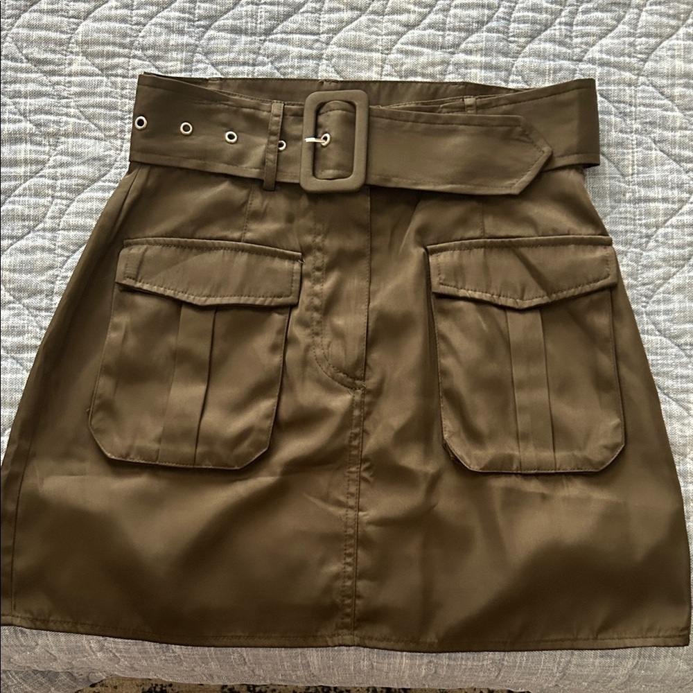 Vici Olive Mini Skirt with Belt